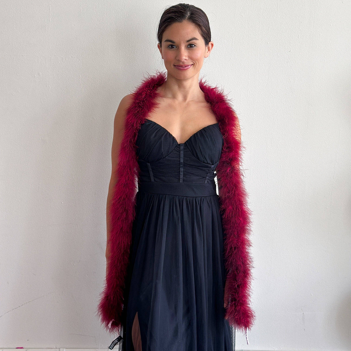 Full Marabou Feather Boa - Burgundy