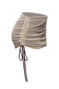 Ruched mesh contrast mini skirt