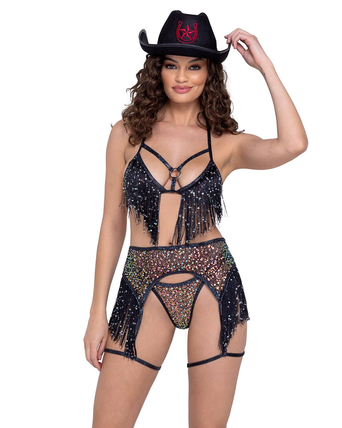 Sequin Fishnet Top