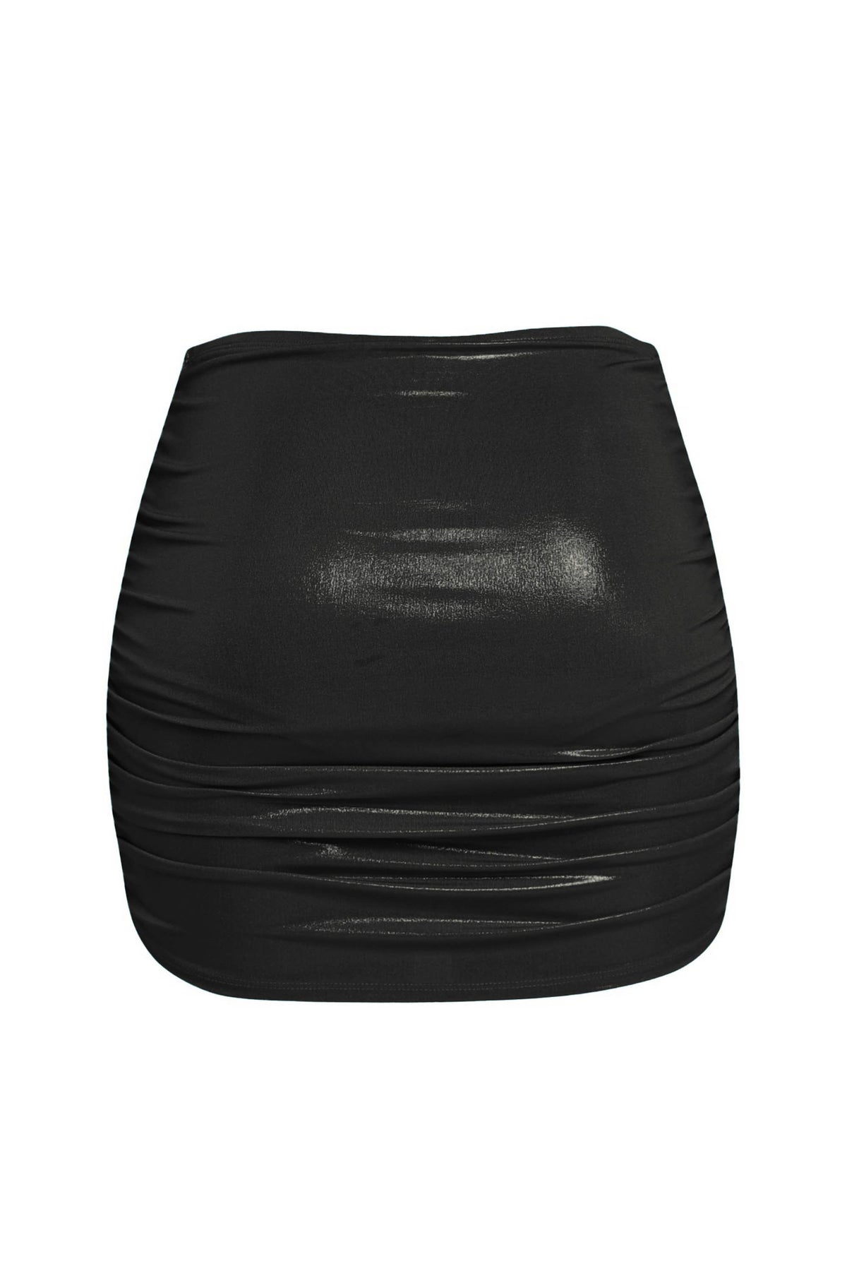 Slinky foiled ruched skirt with shorts under