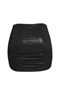Slinky foiled ruched skirt with shorts under