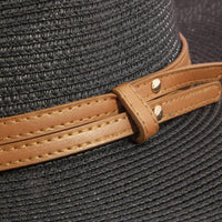 Paper Straw Fedora With Leather Studded Band