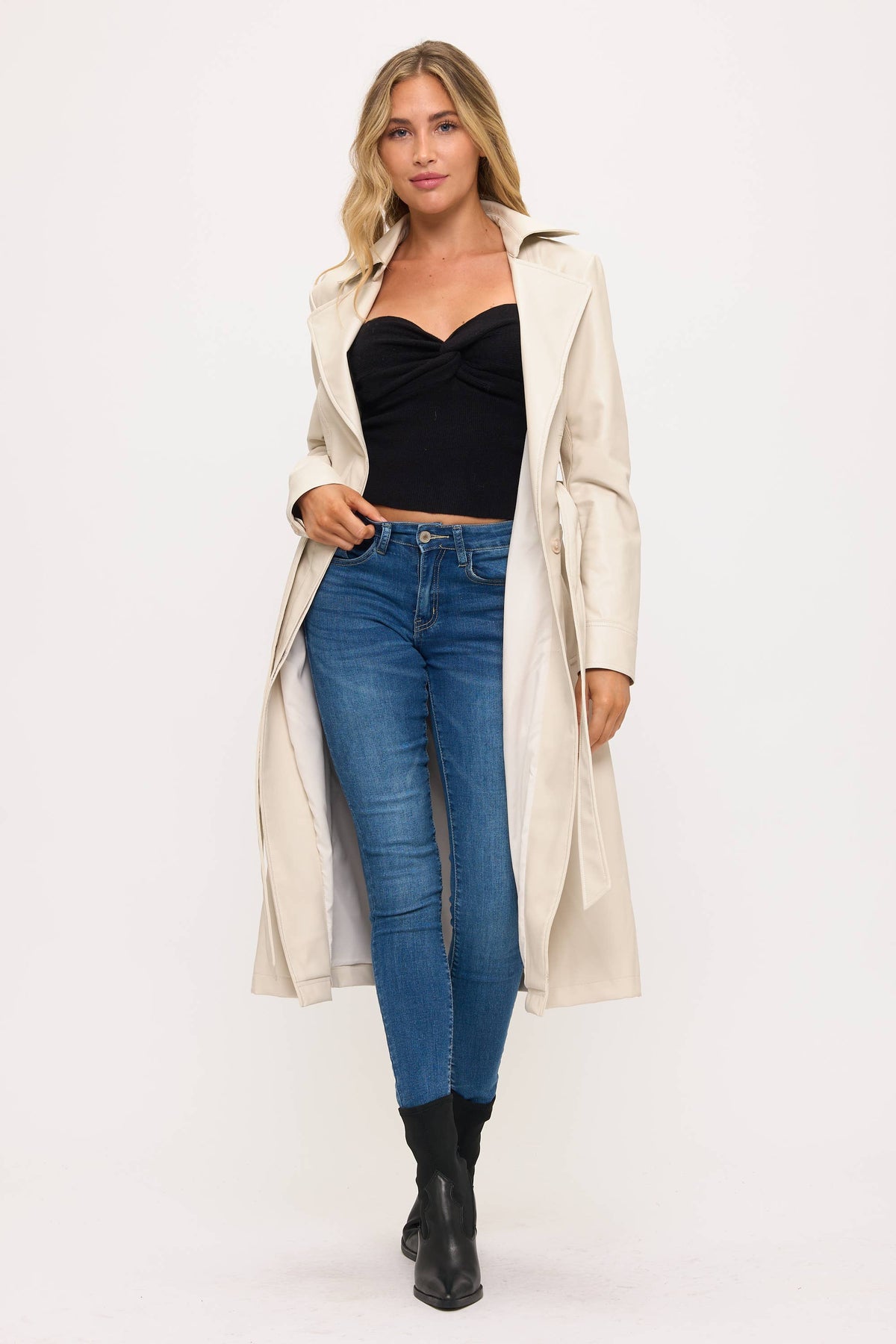 Neo Luxe Leather Trench