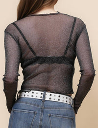 Glitter Silver Sheer Top