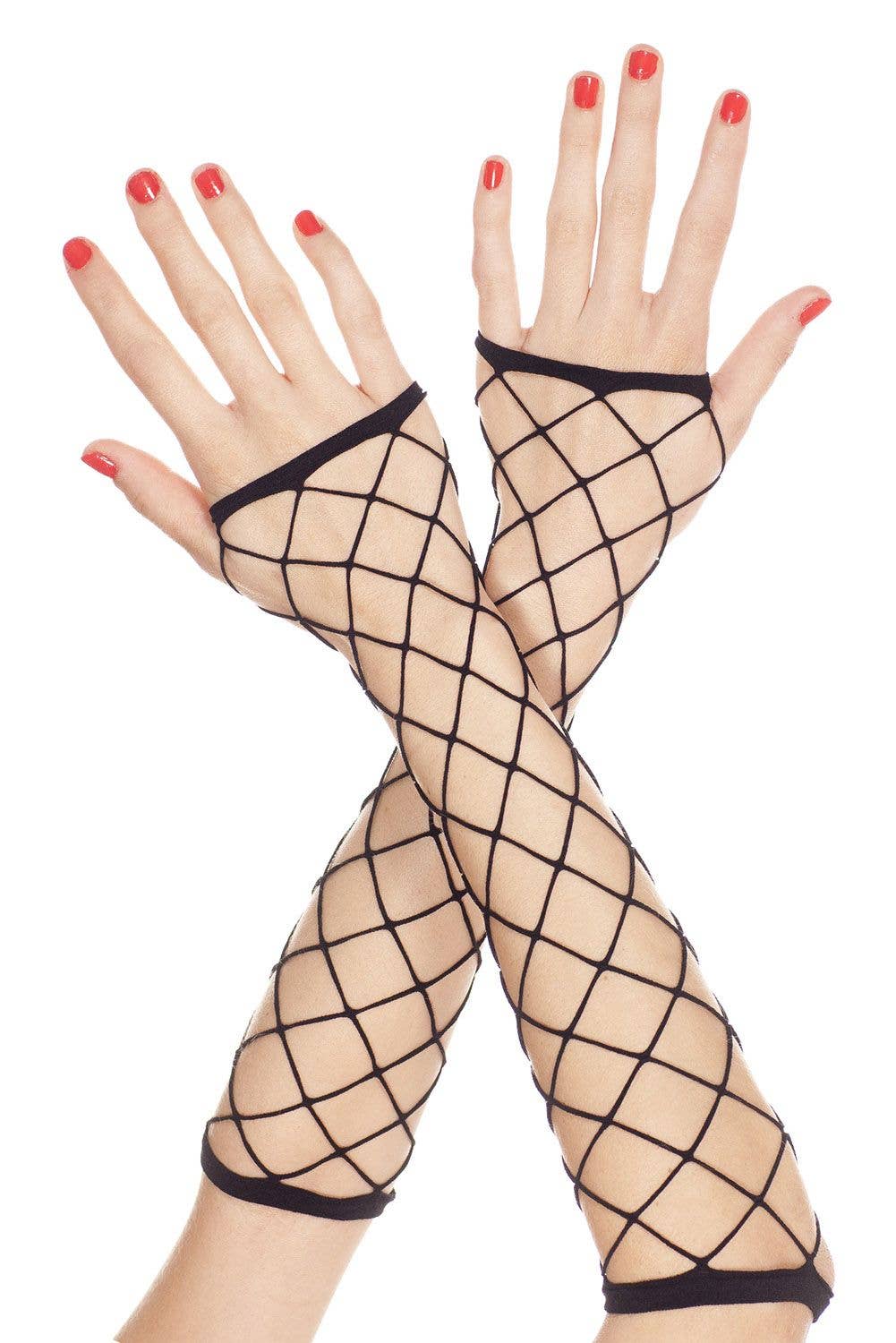 Music Legs Big Diamond Net Fingerless Arm Warmer