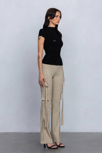 Stretchy flared cargo pants