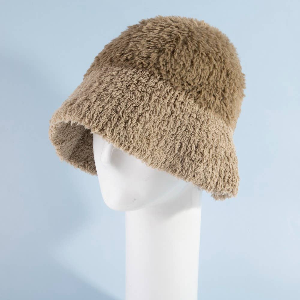 Mixed Faux Fur Loose Bucket Hat
