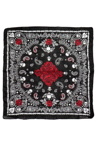 Gothic Skull Paisley Floral Print Cotton Bandana