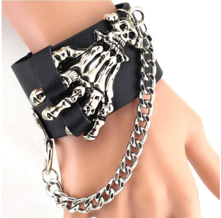 Skeleton Hand Chain Cuff