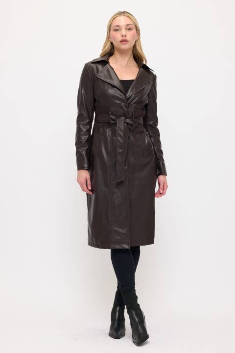 Neo Luxe Leather Trench