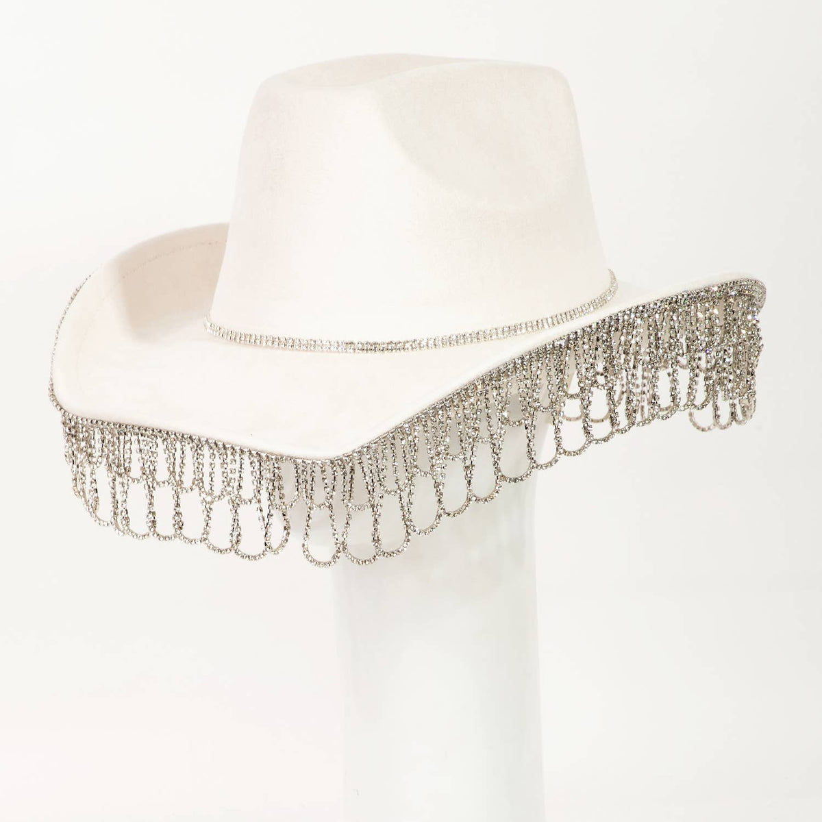 Intricate Rhinestone Curtain Fringe Cowboy Hat