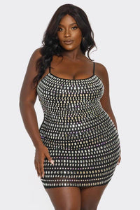 Plus Size Multi Shaped Rhinestone Dress