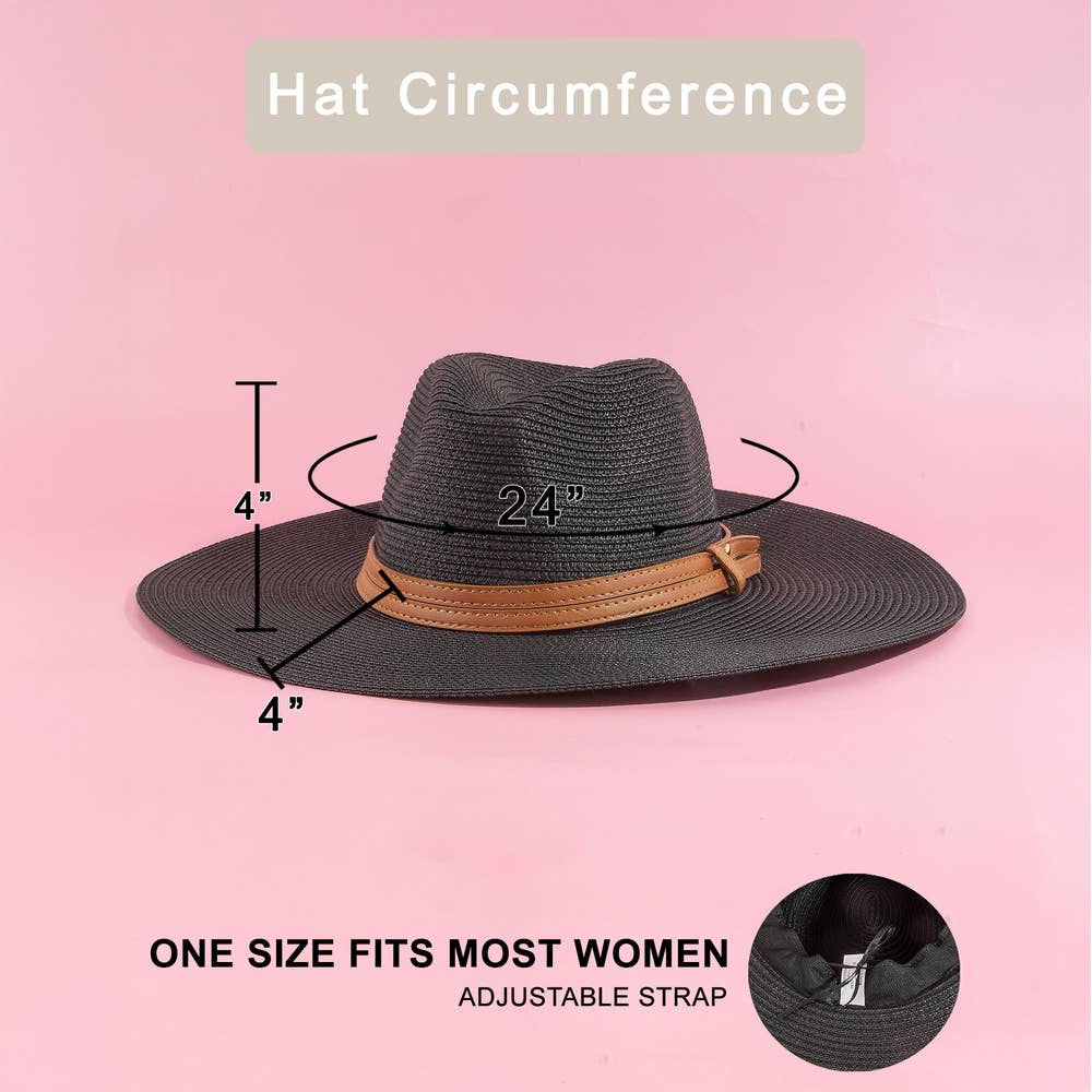 Paper Straw Fedora With Leather Studded Band