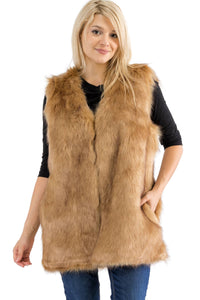 Satin Lined Shaggy Faux Fur Vest