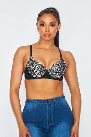 Sequin Pearl Bra