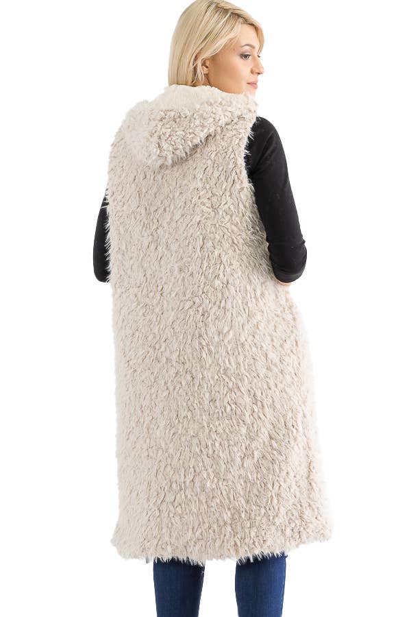 Hood Shaggy Long Vest