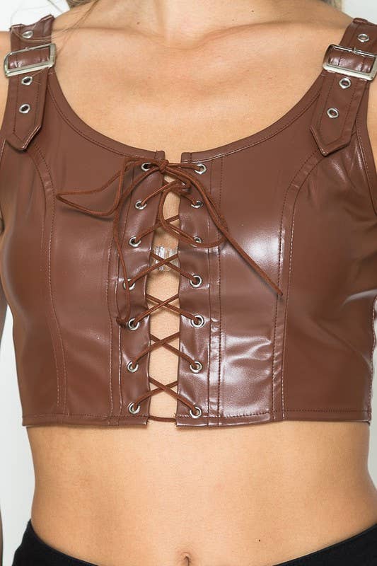 Leather Buckle Top