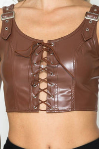 Leather Buckle Top