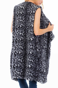 Open Front Faux Fur Leopard Long Vest