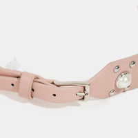 Pearly Studded Vegan Leather Belt