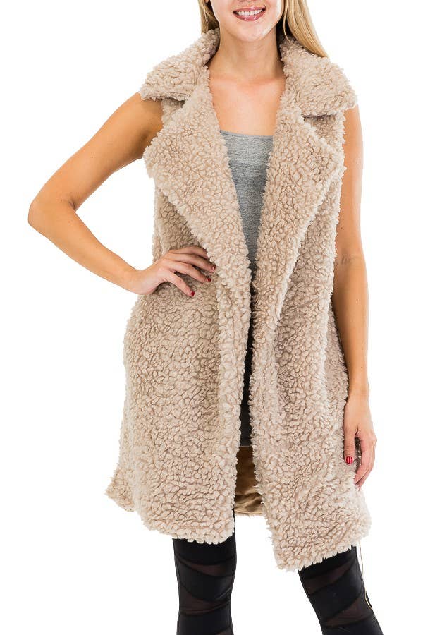 Satin Lined Faux Fur Vest