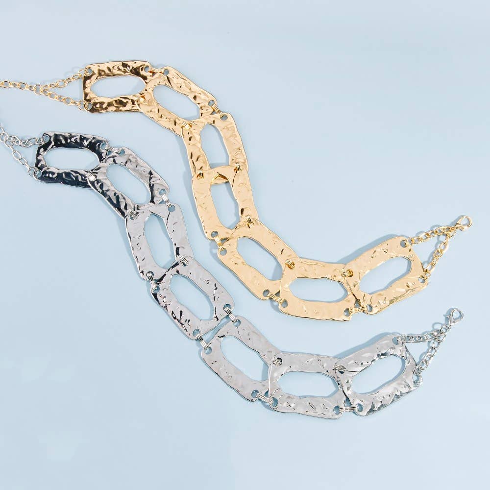 Hammered Rectangle Chain Link Chain Belt