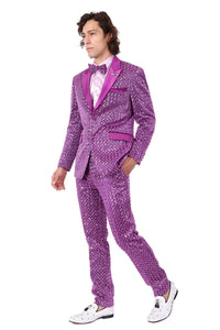 Men's Sequin Diamond Design Shiny Chino Pants