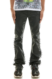 SPIKE WAXED FLARE PANTS