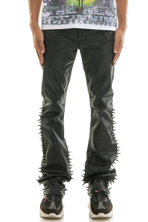 SPIKE WAXED FLARE PANTS