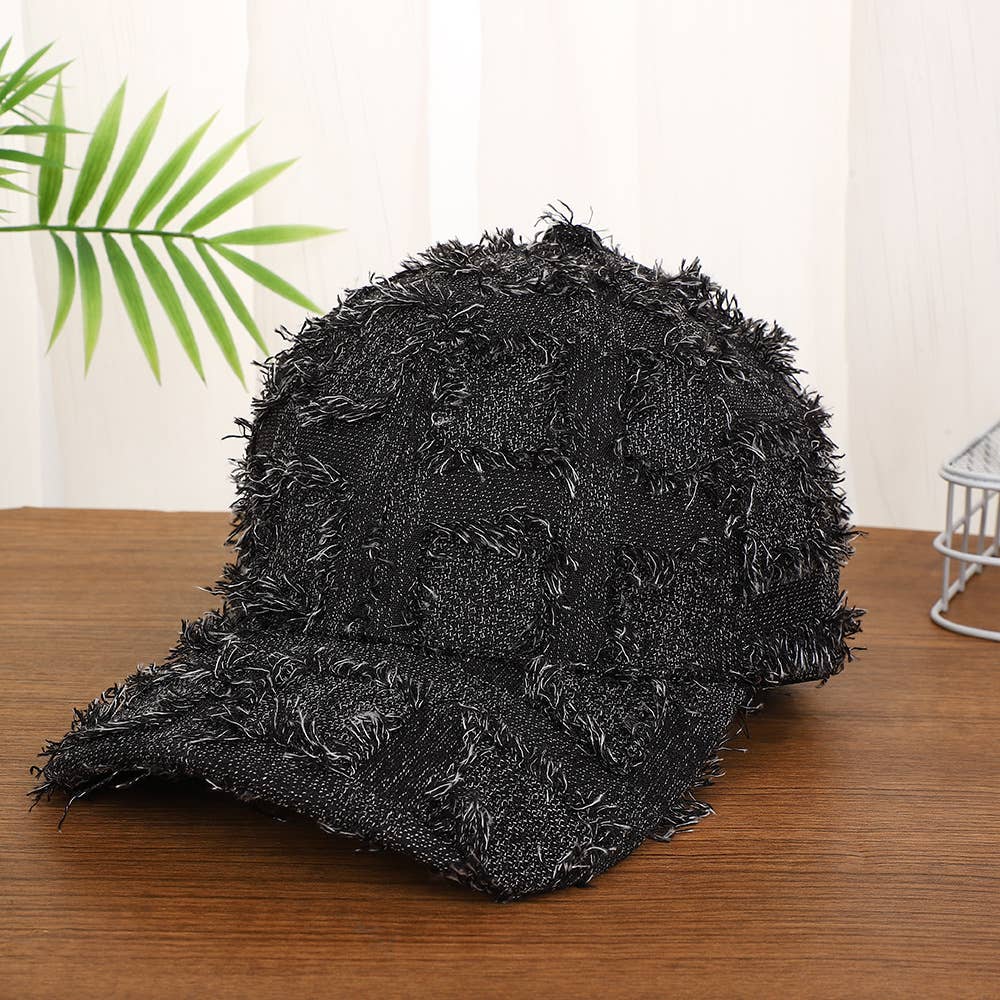 Frayed Plaid Baseball Cap
