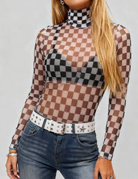 Sheer Bodysuit Grid Mesh