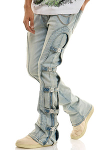 BUCKLE FLARE PANTS/JEANS