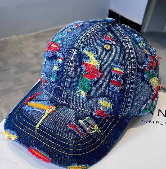 Ripped Denim Baseball Cap