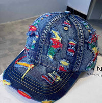 Ripped Denim Baseball Cap