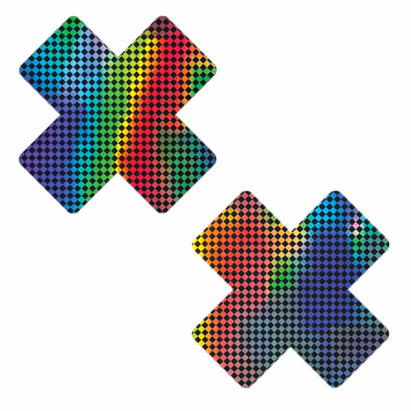 Talladega Trippin' Super Holographic Checkered X Nipple Cover Pasties