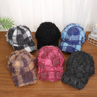 Frayed Plaid Baseball Cap