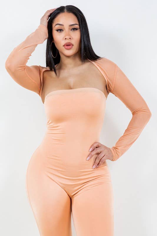 Plus Mesh Long Sleeve Shrug