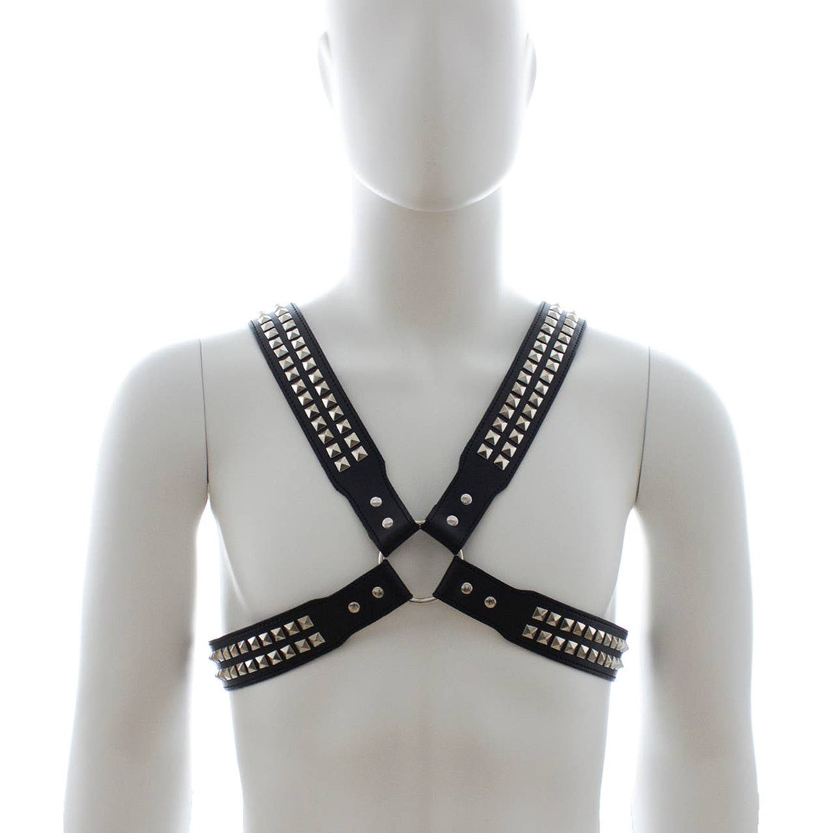 Chest Harness - Halford Style Studded X-Cross PVC Vegan
