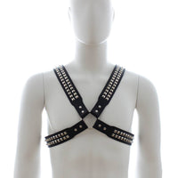 Chest Harness - Halford Style Studded X-Cross PVC Vegan