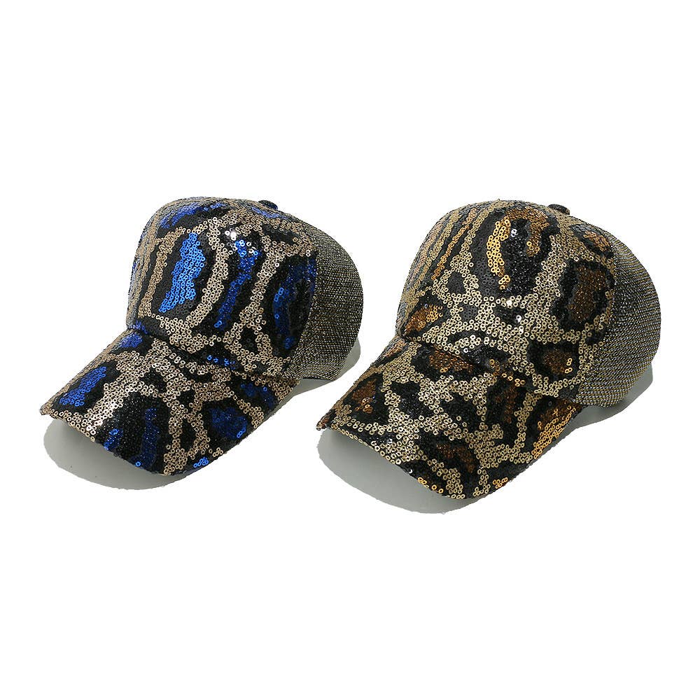 Party sequin leopard hat baseball cap