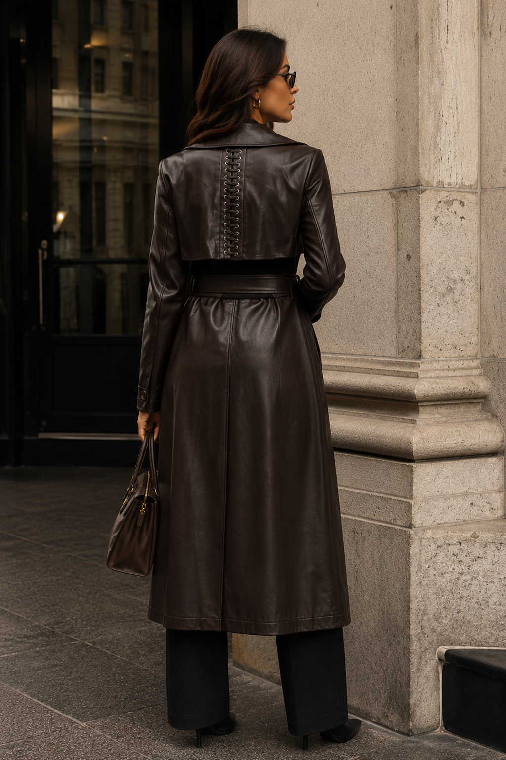 Neo Luxe Leather Trench