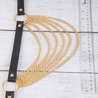Multi Layered Chain Waist Vegan Leather Belt