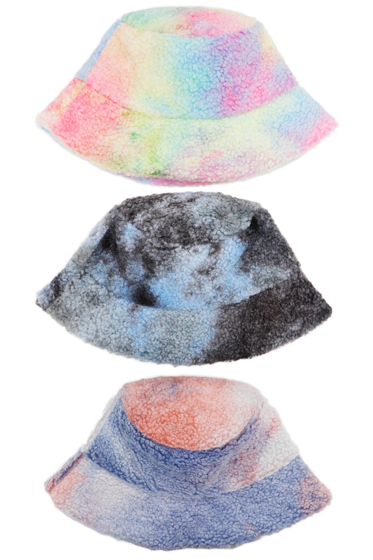 Tie Dye Fluffy Sherpa Fleece Bucket Hat