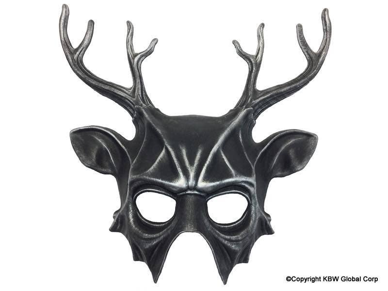 Silver Deer Antlers Demon Mask