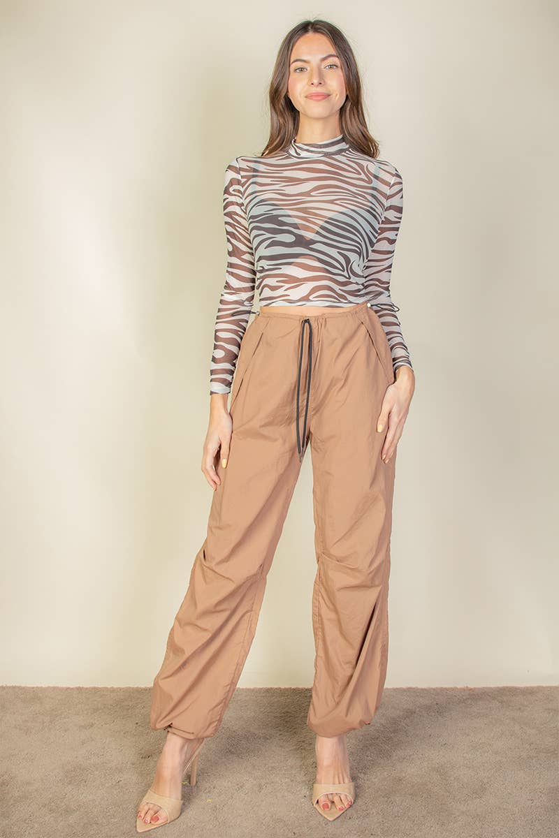 Zebra Print Mesh Top
