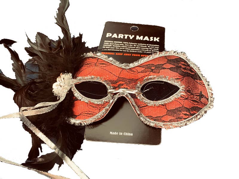 Red & Black Feather Lace Party