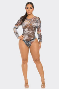 Mesh Bodysuit Print