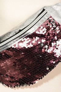 Sequin Front Single Zipper Fanny Pack