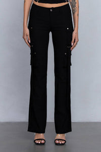 Stretchy flared cargo pants
