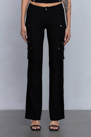 Stretchy flared cargo pants